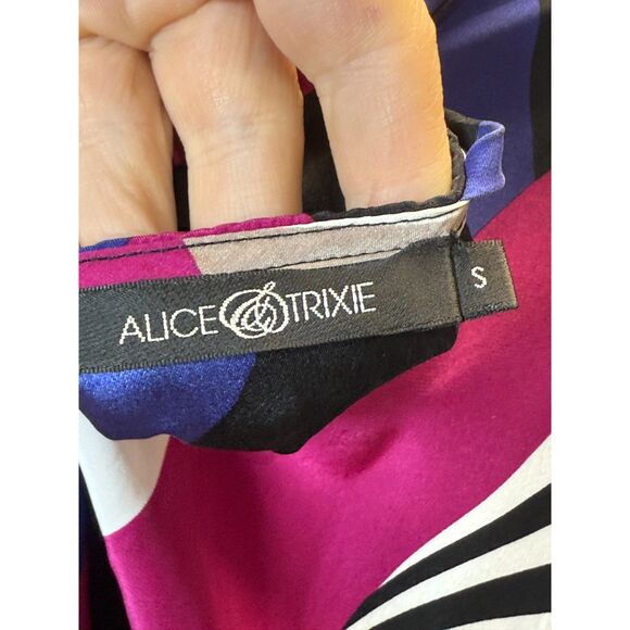 Alice Trixie Women's Size Small Blue Pink Vibrant Silk Mini Dress - Picture 5 of 5
